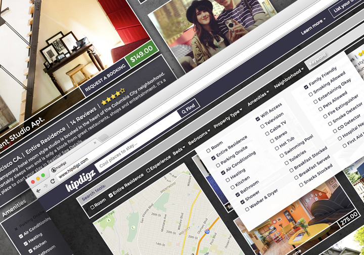 Hilton Design, User Interface prototype design for a sharing economy rental website. 